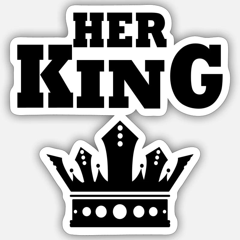 HER KING Valentinstag - Sticker Größe S (10 x 10 cm) - Mattweiß