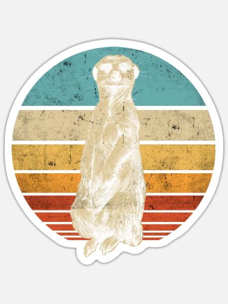 Erdmännchen retro vintage - Sticker Größe S (10 x 10 cm) - Mattweiß