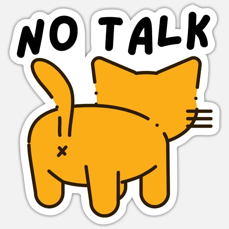 No talk cat back - Sticker size S (10 x 10 cm) - white matte