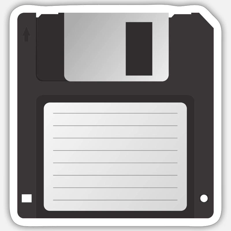 floppy DISK PC Disquette retro - Sticker taille S (10 x 10 cm) - blanc mat