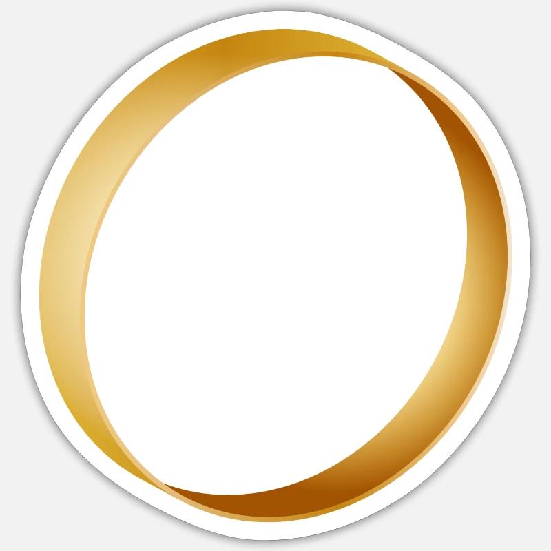 schlichter goldener Ring - Ehering - Hochzeit - Sticker Größe S (10 x 10 cm) - Mattweiß