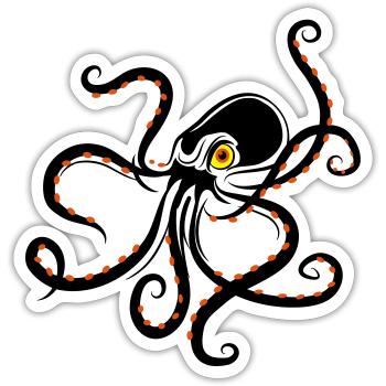 poulpe - Sticker taille S (10 x 10 cm) - blanc mat - Devant
