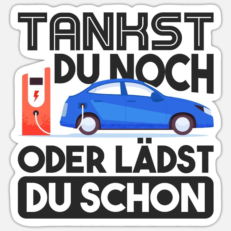 E-Auto Lustig - Sticker Größe S (10 x 10 cm) - Mattweiß