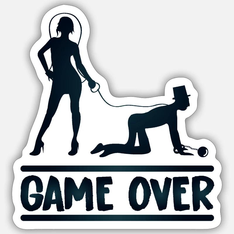 gameover 01 - Sticker Größe S (10 x 10 cm) - Mattweiß
