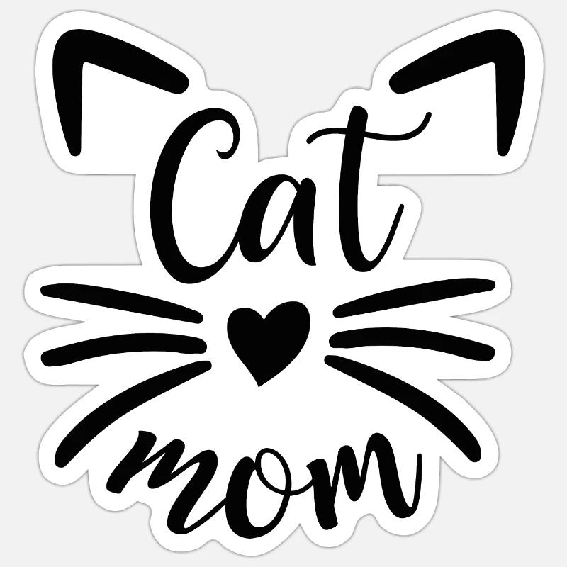 Cat mom - Sticker taille S (10 x 10 cm) - blanc mat