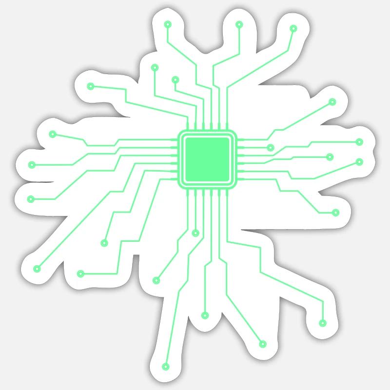 Prozessor, CPU, Technik, Elektronik, Herz - Sticker Größe S (10 x 10 cm) - Mattweiß