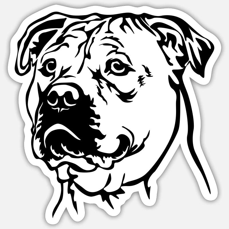 Perro Dogo Mallorquin Kopf - Sticker Größe S (10 x 10 cm) - Mattweiß