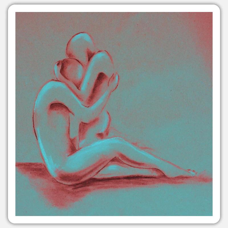 Étreinte - Sticker taille S (10 x 10 cm) - blanc mat