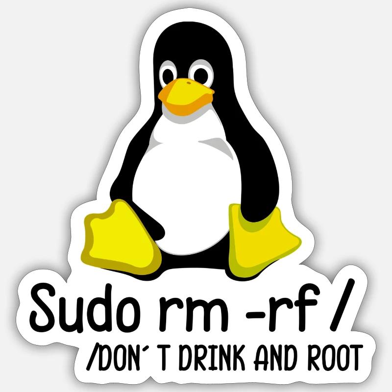 Root Programmierer Tux Pinguin Coding - Sticker Größe S (10 x 10 cm) - Mattweiß