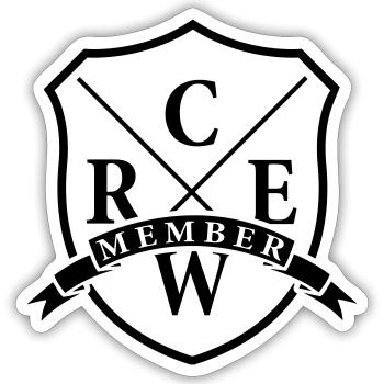 crew member design - Sticker taille S (10 x 10 cm) - blanc mat - Devant