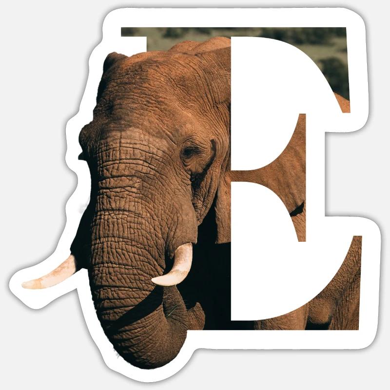 E Elephant alphabet animals Sticker size S (10 x 10 cm)