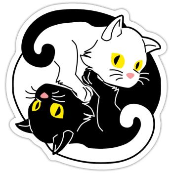 Cute Yin Yang Cat Great Gift Cat Fan - Sticker size S (10 x 10 cm) - white matte - Front