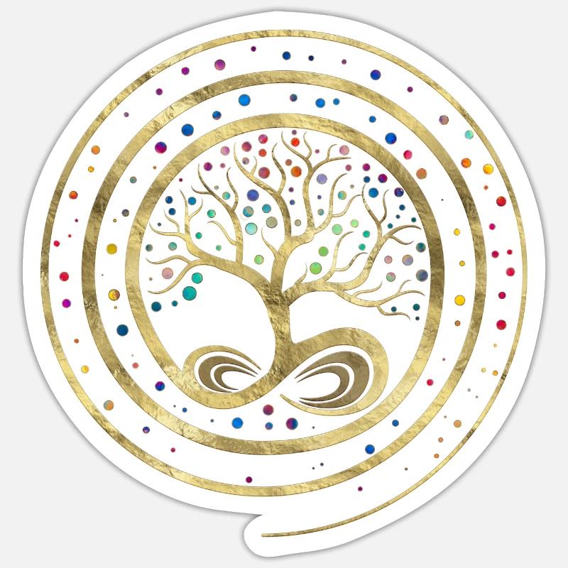 Baum des Lebens - Unendlichkeit Spirale - Sticker Größe S (10 x 10 cm) - Mattweiß