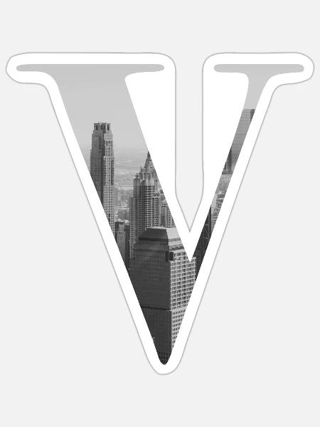 New Yorker Buchstabe V - Sticker Größe S (10 x 10 cm) - Mattweiß