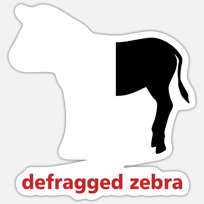 Defragged zebra Informatik Programming Geschenk - Sticker Größe S (10 x 10 cm) - Mattweiß