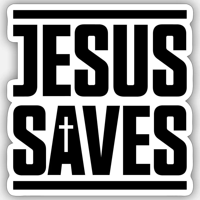 jesus saves - Sticker taille S (10 x 10 cm) - blanc mat