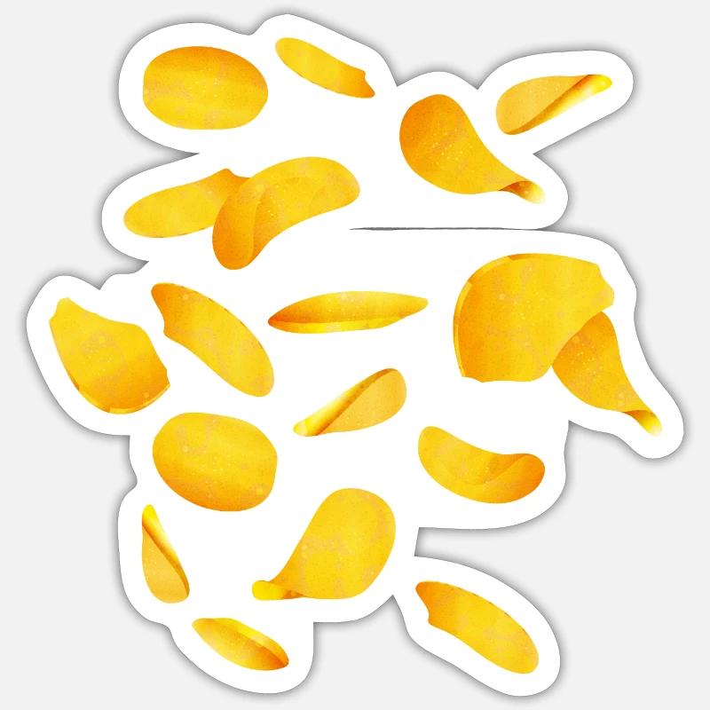bright gold potato chips - Sticker size S (10 x 10 cm) - white matte
