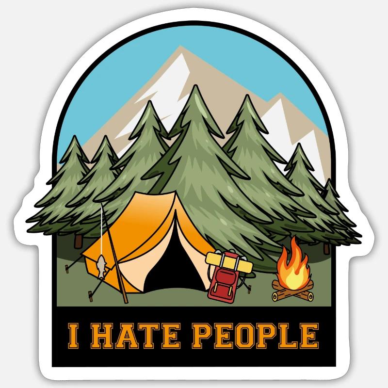 Ich hasse Menschen - Sticker Größe S (10 x 10 cm) - Mattweiß