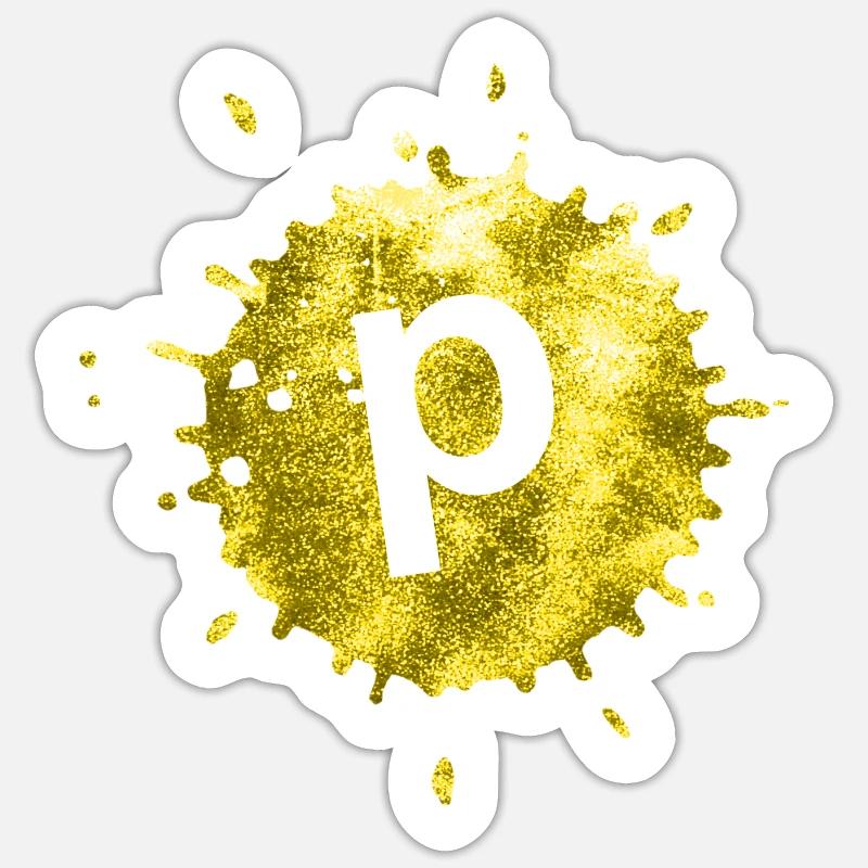 stain yellow p - Sticker size S (10 x 10 cm) - white matte