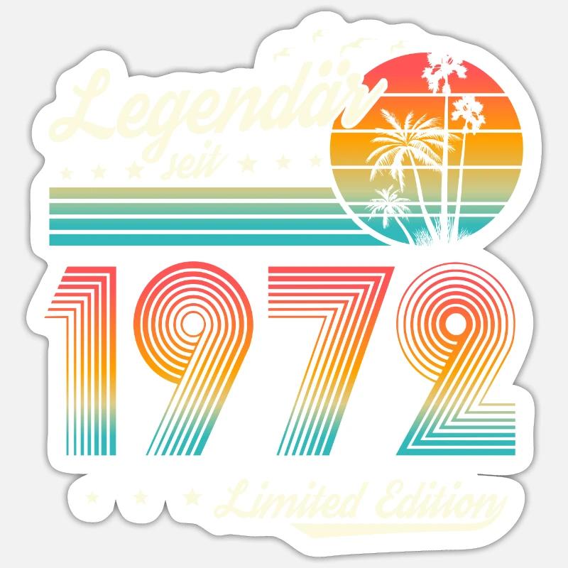 Legendär seit 1972 Retro Geburtstag Geschenk - Sticker Größe S (10 x 10 cm) - Mattweiß