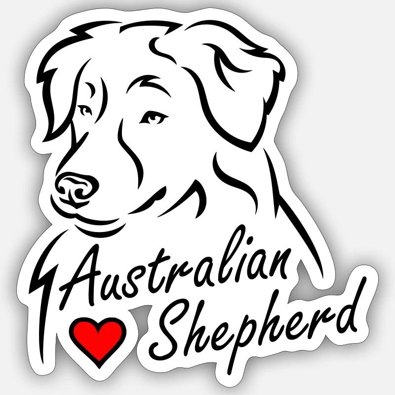 Australian Shepherd❤ - Sticker taille S (10 x 10 cm) - blanc mat