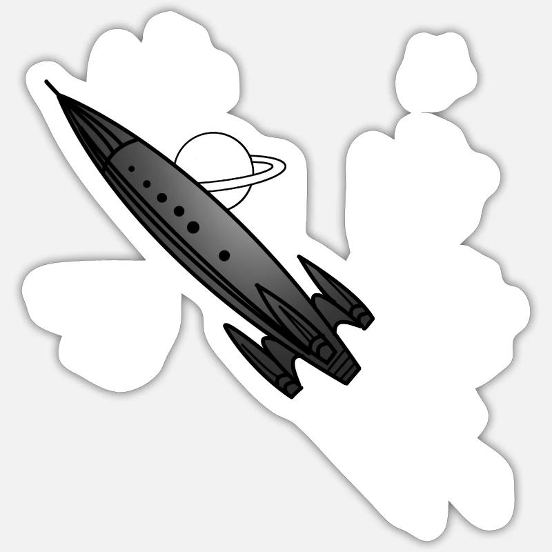 Rakete - Sticker Größe S (10 x 10 cm) - Mattweiß