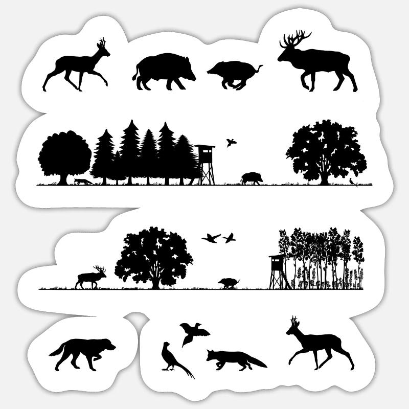 Waldbewohner - Sticker Größe S (10 x 10 cm) - Mattweiß