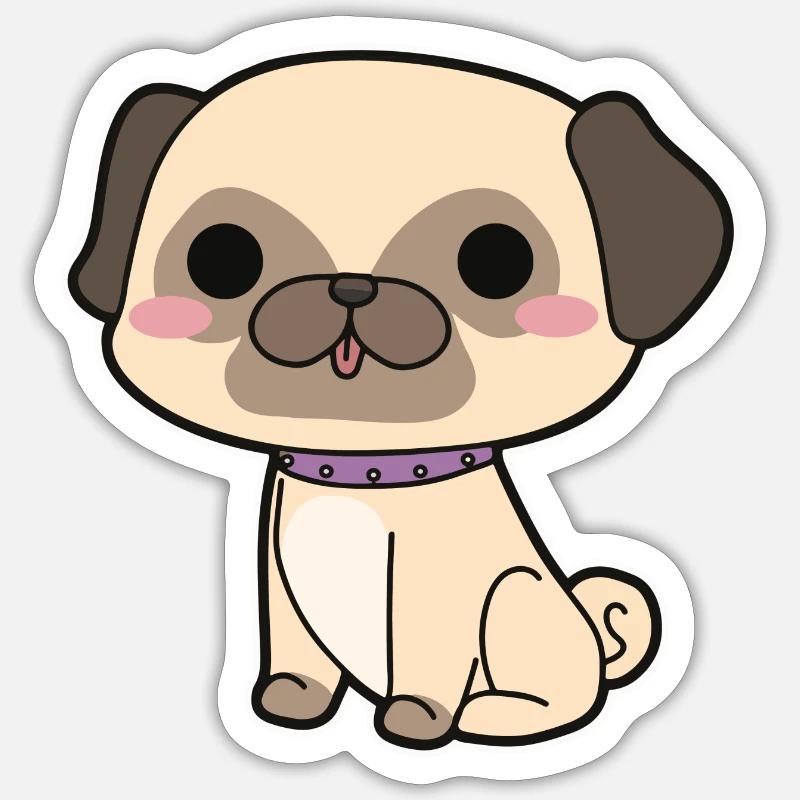Pug - Sticker size S (10 x 10 cm) - white matte