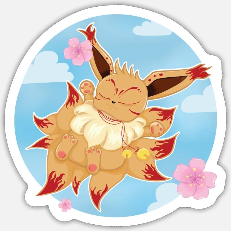 Adorable petit Renard à neuf queue / kitsune Sticker taille S (10 x 10 cm)