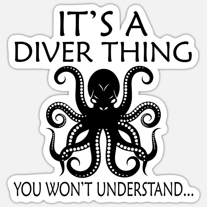 Diving Dive plonger - Sticker taille S (10 x 10 cm) - blanc mat