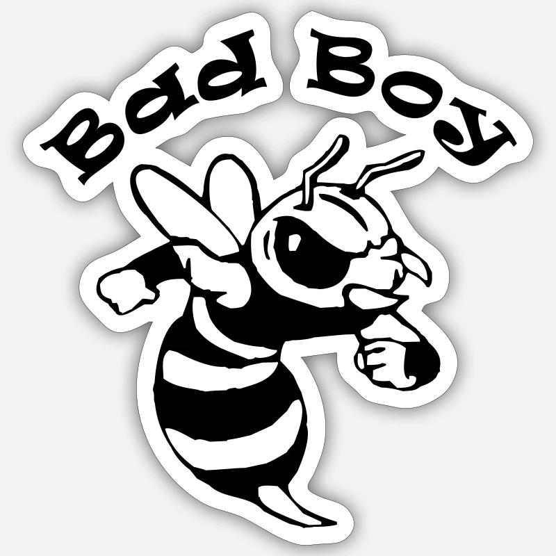 Saying "Bad Boy" with a cool comic bee Sticker size S (10 x 10 cm)