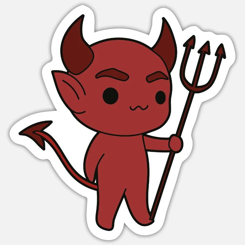 Teufel Dämon - Sticker Größe S (10 x 10 cm) - Mattweiß
