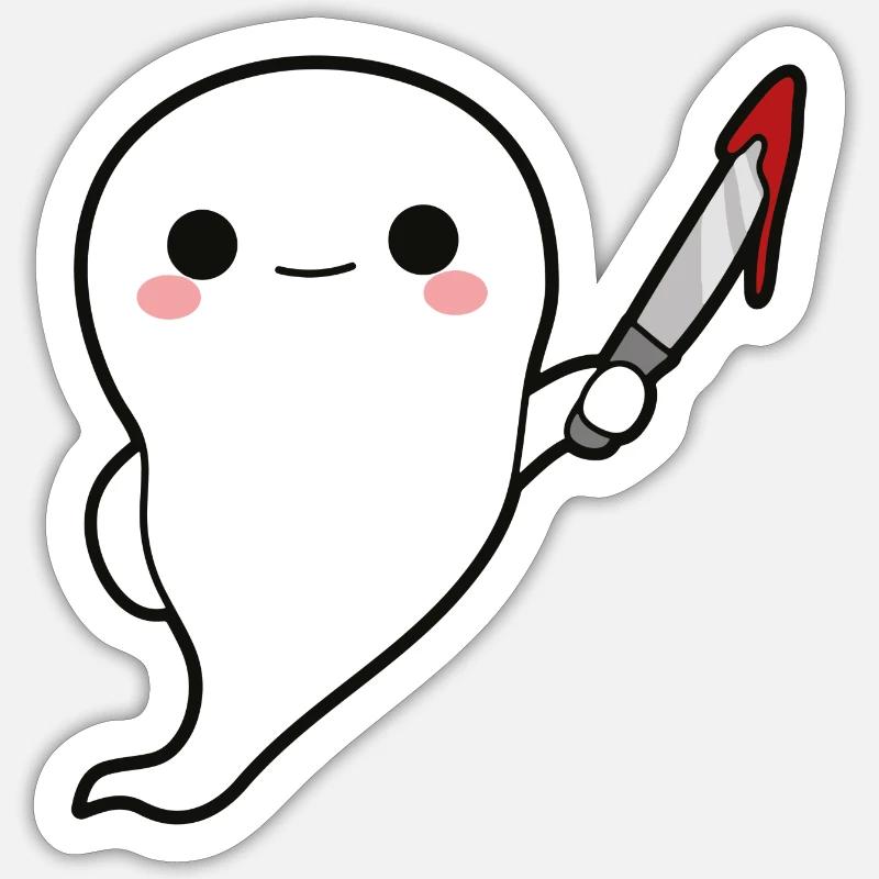 Geist mit Messer Halloween - Sticker Größe S (10 x 10 cm) - Mattweiß