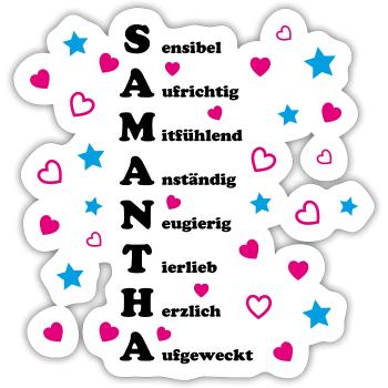Samantha - Sticker Größe S (10 x 10 cm) - Mattweiß - Vorne