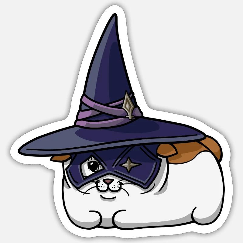 Fat Cat Blackmage (FFXIV/FF14) - Sticker size S (10 x 10 cm) - white matte