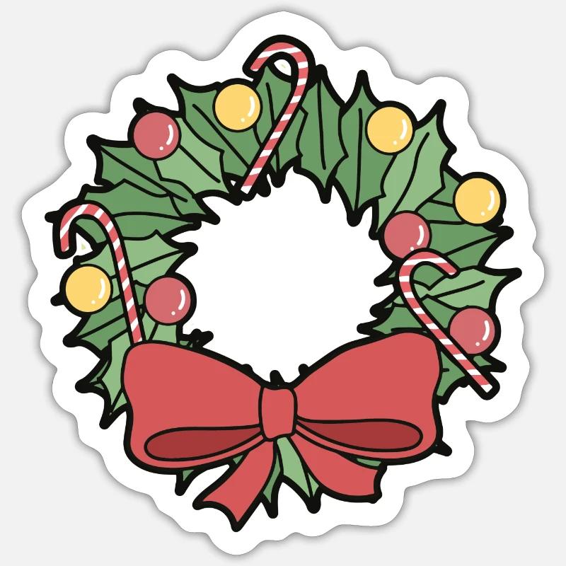 Weihnachtskranz Sticker Größe S (10 x 10 cm)