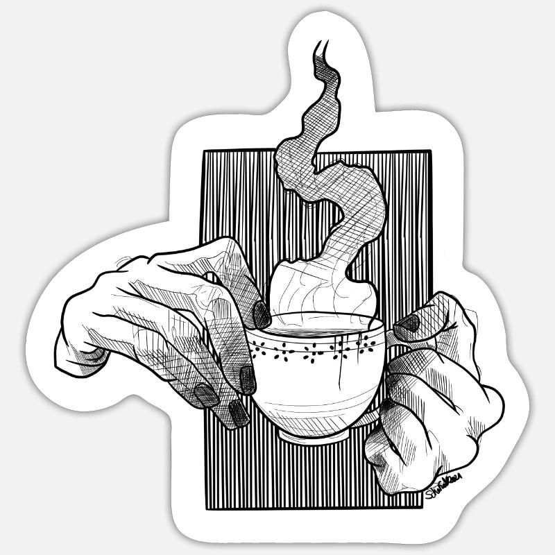 Heure du café - Sticker taille S (10 x 10 cm) - blanc mat