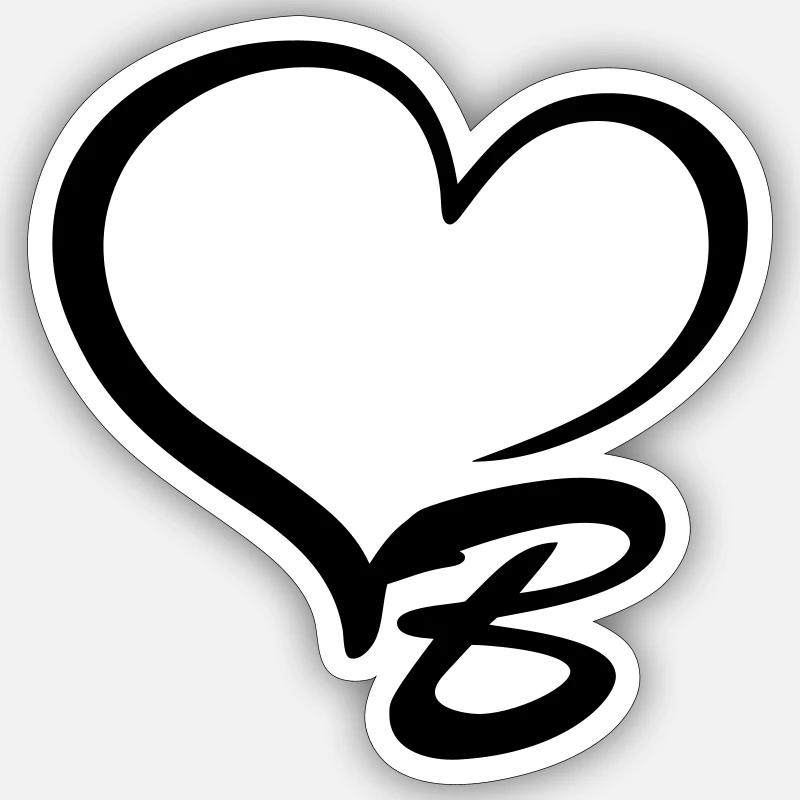 Herz Buchstabe B - Sticker Größe S (10 x 10 cm) - Mattweiß