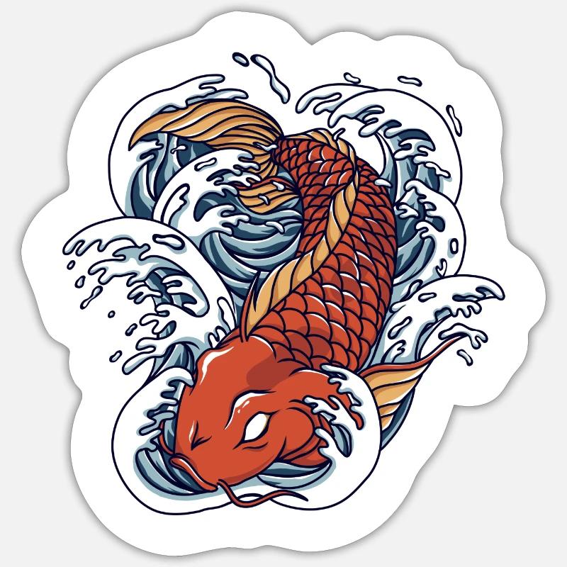 Autocollant Koi - Sticker taille S (10 x 10 cm) - blanc mat