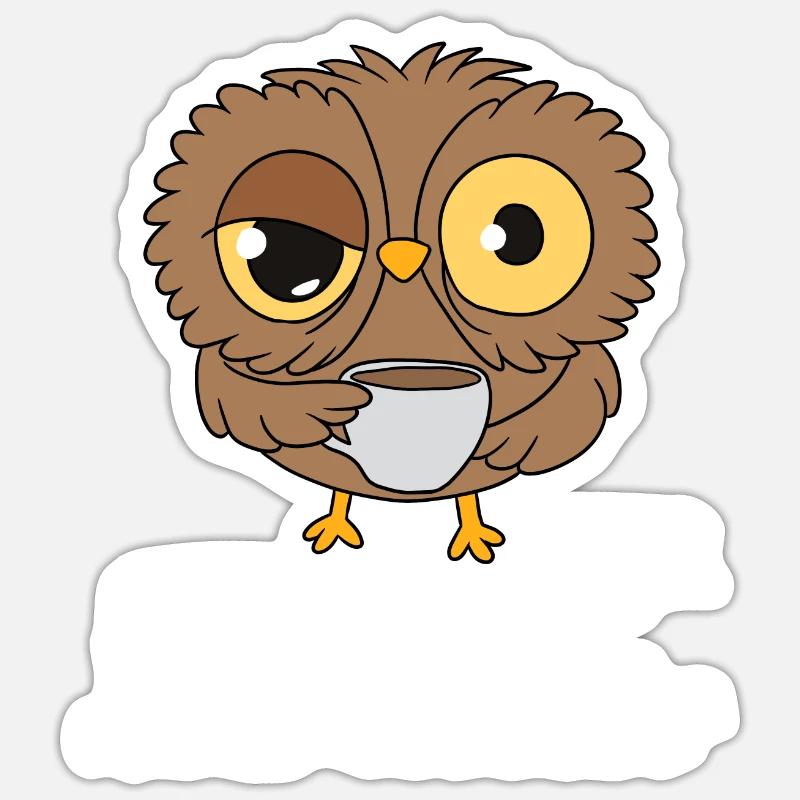 Owl Coffee - Sticker size S (10 x 10 cm) - white matte