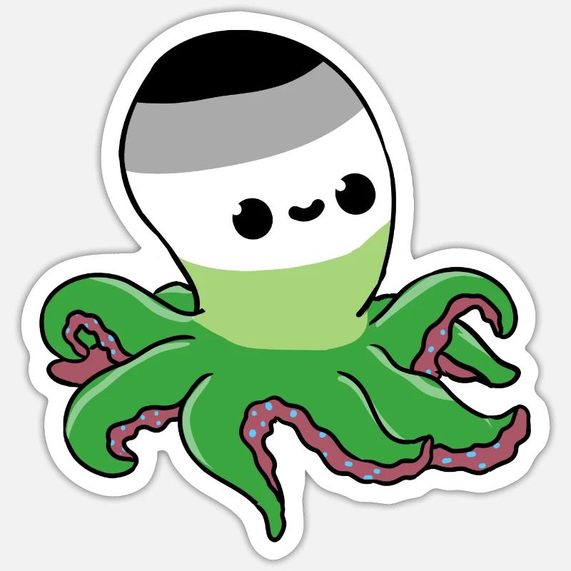 Aromantic Pride Octopus - Sticker size S (10 x 10 cm) - white matte