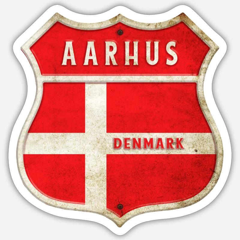 Aarhus Danmark Våbenskjold Flag Design Sticker