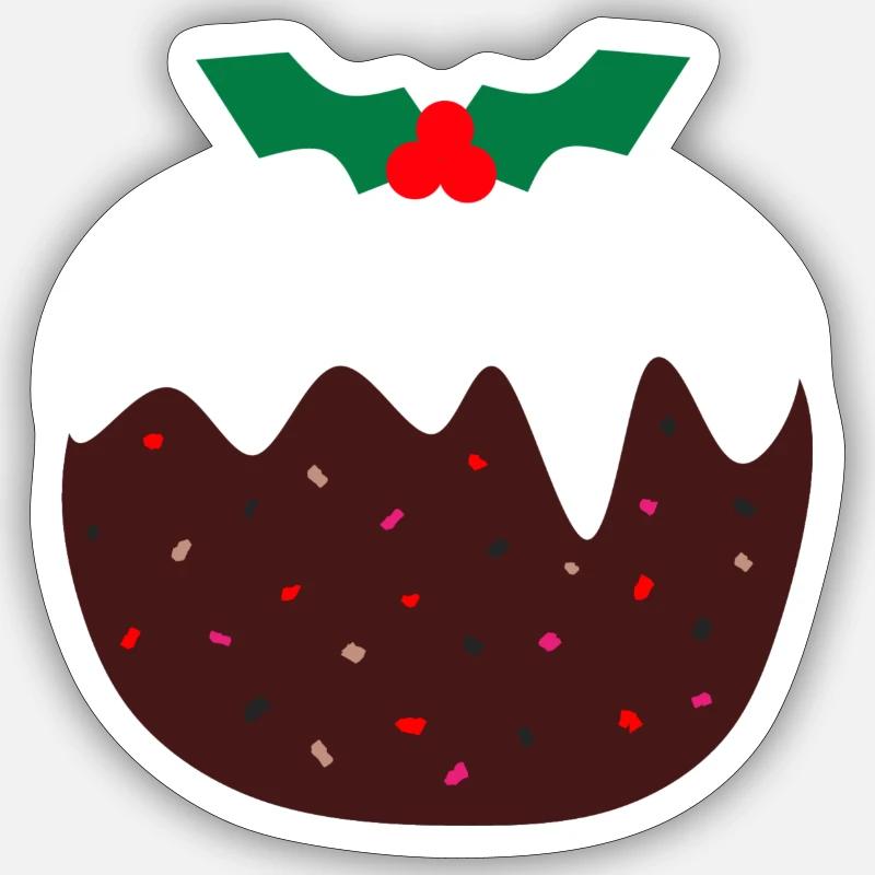 Weihnachtspudding mit bunten Beeren - Sticker Größe S (10 x 10 cm) - Mattweiß