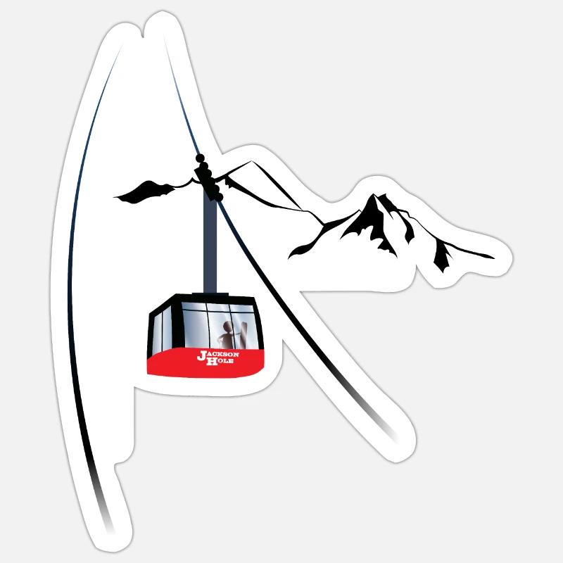 telecabine jackson hole - Sticker taille S (10 x 10 cm) - blanc mat