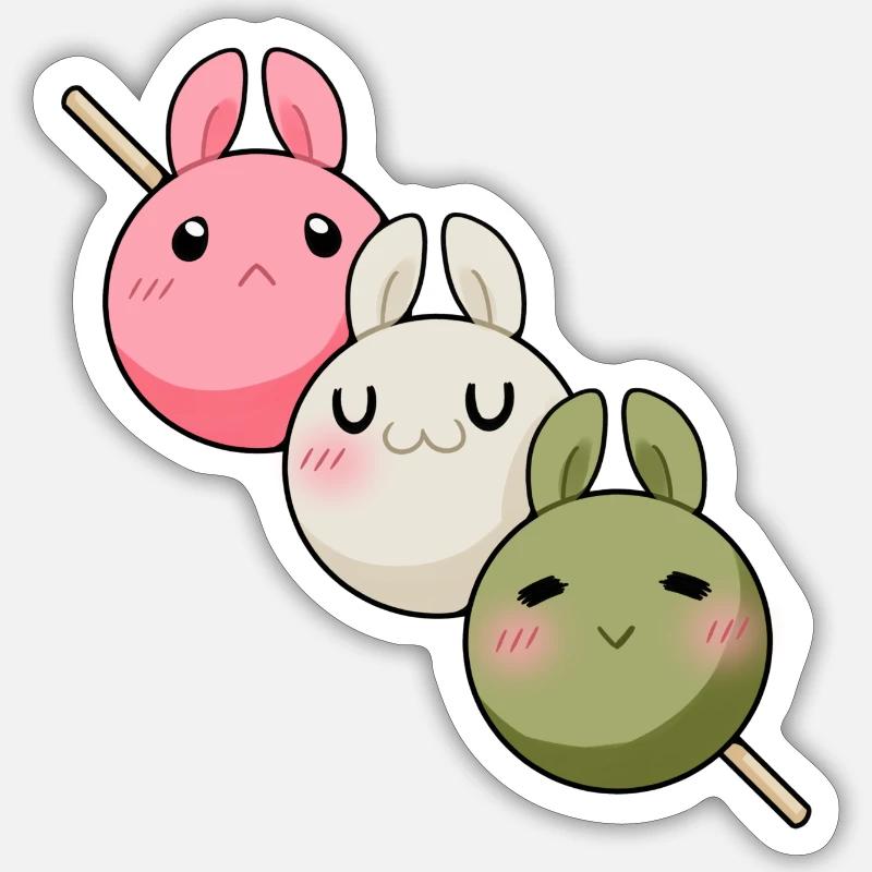 Kawaii Dango Häschen - Sticker Größe S (10 x 10 cm) - Mattweiß