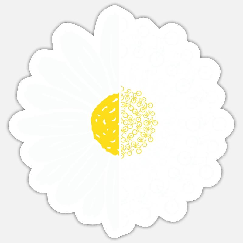 Fahrrad Blume - Sticker Größe S (10 x 10 cm) - Mattweiß