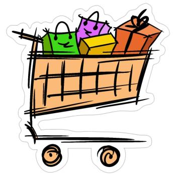 Panier complet, promotion, vente - Sticker taille S (10 x 10 cm) - blanc mat - Devant