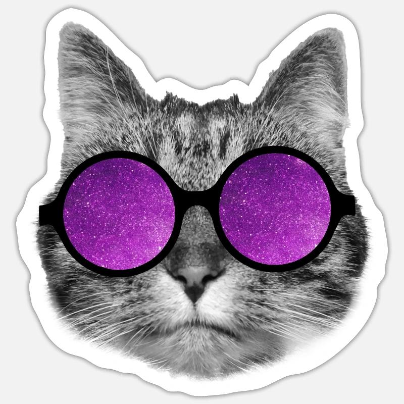 Weltraum-Kätzchen - Sticker Größe S (10 x 10 cm) - Mattweiß