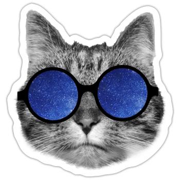 Galaxy cat - Sticker taille S (10 x 10 cm) - blanc mat - Devant
