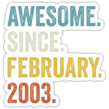 Awesome Since February 2003 19th Birthday - Sticker size S (10 x 10 cm) - white matte - Front